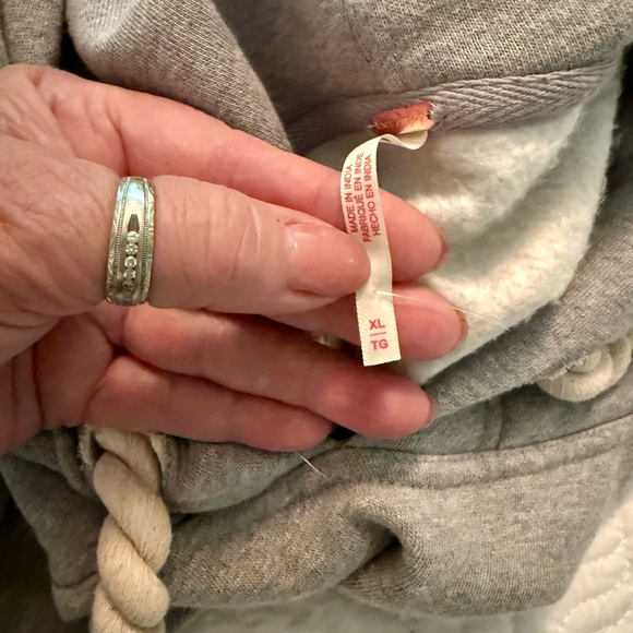 Free People Gray hoodie sweatshirt Jacket with SIVLER embellished em Sleeves - Picture 7 of 10